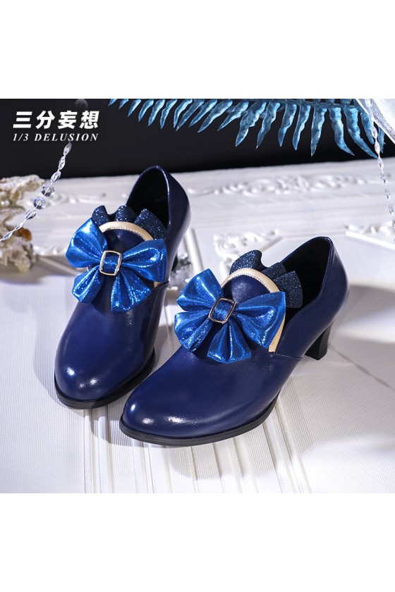 1/3 Delusion Genshin Impact Furina Blue Cosplay Shoes